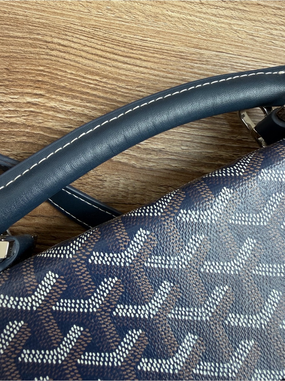 Goyard Saint Léger Backpack Navy Blue Goyardine Canvas - Picture 8 of 12